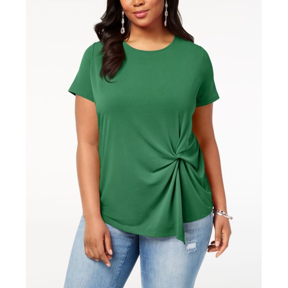 Plus Size Twisted Asymmetrical Top
